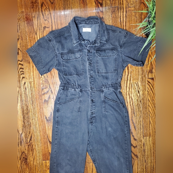 Free People We The Free Marci Wimen's Coverall Jumpsuit Black Denim Size L - Picture 5 of 14